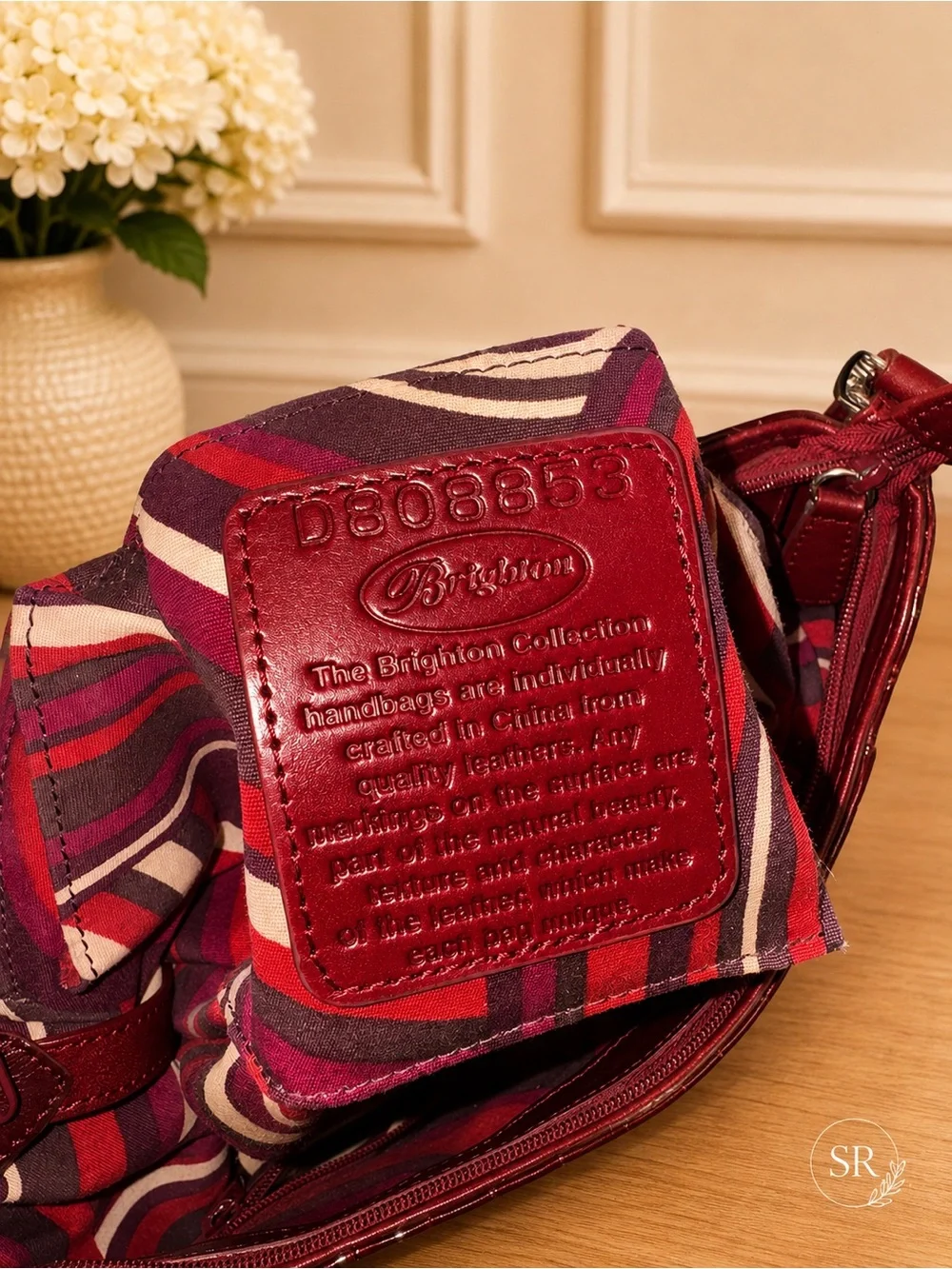 Brighton Croc-Embossed Shoulder Bag in Burgundy